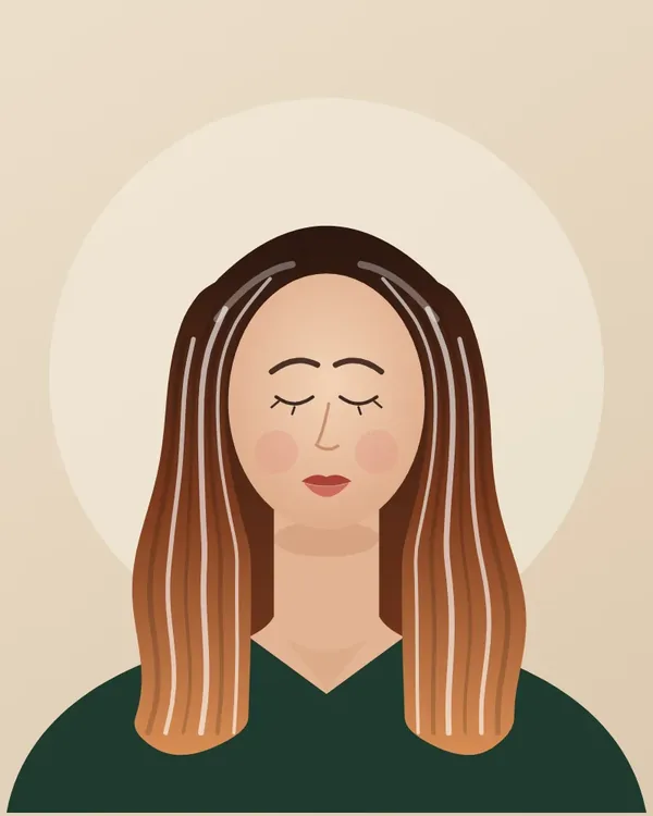 Ilustracja: Klientka z gładkimi, lśniącymi włosami po kuracji